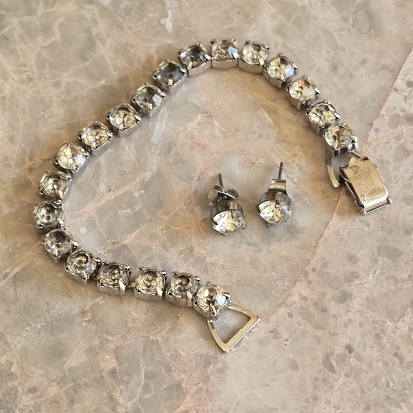 Vintage 1950 Coro rhinestone tennis bracelet set w/earring for Carol Channing - Picture 3 of 8